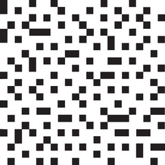 A black and white qr code pattern featuring a complex arrangement of squares and lines against a white background