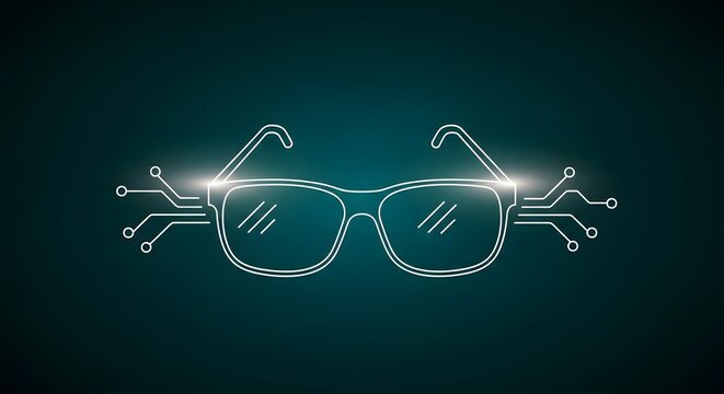 Smart glasses with circuit design representing augmented reality tech