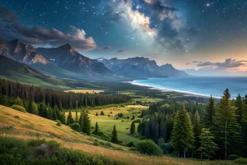 sunset in the mountains