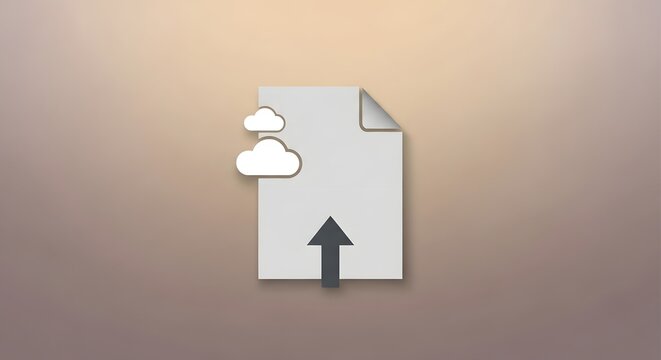 File upload to cloud storage with arrow and clouds isolated on white background