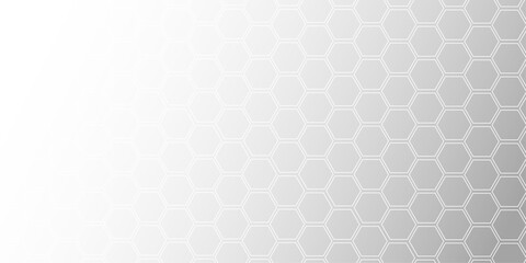 A subtle hexagon pattern background with stokes shapes in soft gray and white. Simple abstract modern background White geometric hexagonal honeycomb mojical texture background 3d copy space.	

