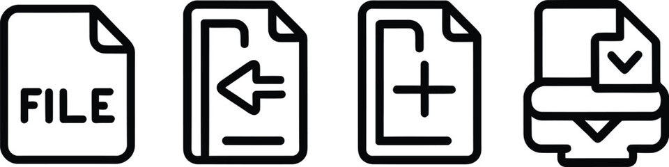 Obraz premium file upload icon set silhouette style minimal vector art illustration on a white background