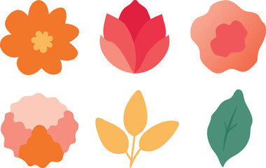 Colorful watercolor flower and leaf vector illustrations set scalable eps graphic design elements