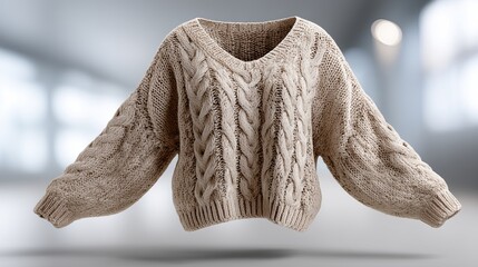 Cozy knitted sweater displayed in a modern indoor setting
