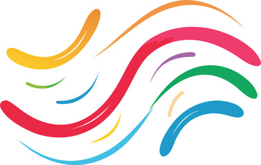 Vibrant abstract colorful brush strokes swirls dynamic flowing vector illustration eps