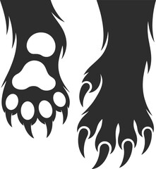 Wild Animal Paw and Claw Silhouette Illustration.