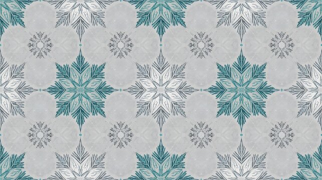 Seamless Nordic Style Snowflake Pattern in Winter Colors - Powered by Adobe