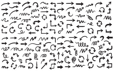 Naklejka premium Collection of hand drawn arrow icons and symbols