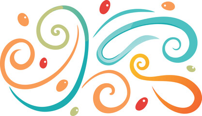 Playful freehand brush swirls vector illustration vibrant abstract shapes scalable design