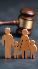 family marriage separation court gavel justice wooden figure miniature background
