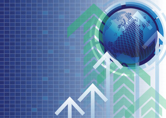 Background image conveys the concept of success, growth, and technology.