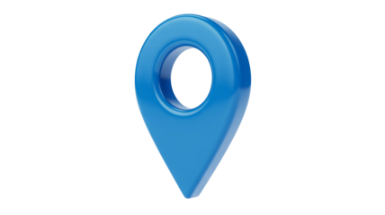 Vibrant blue location pin pointing the way forward, ideal for travel apps and website maps design