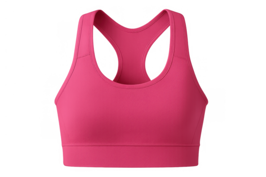 Pink sports bra for women, activewear clothing for fitness and workout, transparent background