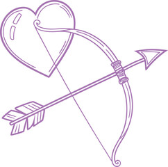 Heart pierced by arrow, valentines day vector line art.  (60)