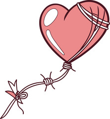 Heart shaped balloon tangled in barbed wire, conceptual art. (60)