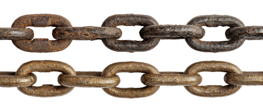 Rusted metal chain, two rows