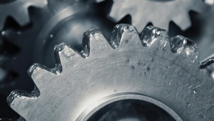 Close-up of Interlocking Metal Gears - Precision and Engineering.