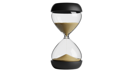 Modern hourglass ticking, visualize time management concepts and countdowns with this elegant time piece