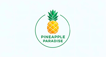 Pineapple Paradise Logo Tropical Fruit Symbol with Green Leaves and Stylish Typography Design