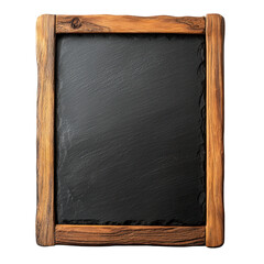 A sleek black slate board elegantly displayed against a smooth gray background surface, isolated on transparent background