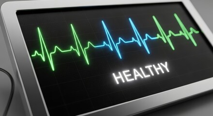 Healthy Heartbeat Monitor Digital Display of a Vibrant EKG Signal