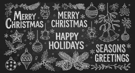 Chalkboard Christmas Greetings Design for Festive Holiday Promotions and Seasonal Sales, Delivering Warm Wishes with Hand-Drawn Style, Perfect for Celebrations