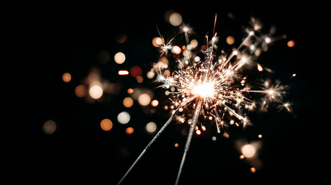 Ai sparkler lights up the dark new year night at a festive celebration with vibrant colors and joyous atmosphere