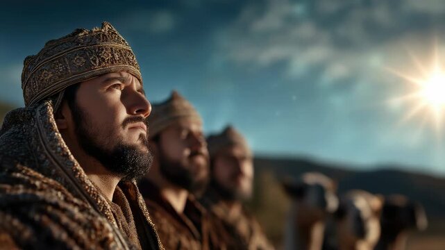 Three wise men: biblical magi, christian kings, foreign visitors, holy journey, star guidance, jesus birth, sacred procession, eastern travelers, divine mission, nativity legend, gospel account