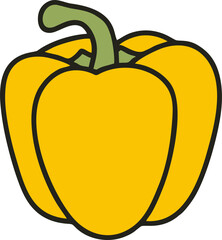 Bright Yellow Bell Pepper Clean Vector Illustration
