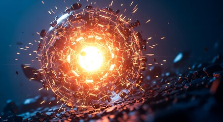 Exploding Sphere with Fiery Core and Debris image 1379afdae5bcfa486df4b25b47a7a761dr