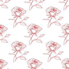 Seamless pattern with red roses. Elegant floral background. Perfect for textiles, wallpaper, packaging, stationery, and modern decorative projects