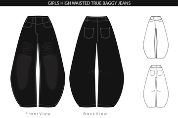Girls High Waisted True Baggy Jeans