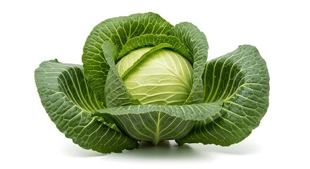 Fototapeta premium Fresh green cabbage vegetable isolated on white background healthy food ingredient