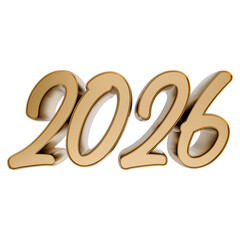 Golden 3D Render of Year 2026
