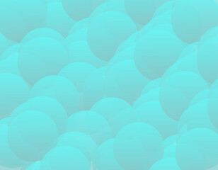 Dense, abstract background texture composed of many overlapping spheres or bubbles in a soft, uniform cyan or blue-green color. The pattern utilizes opacity and subtle shading to create depth.