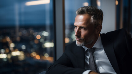 Solitary CEO in luxurious office facing the weight of command