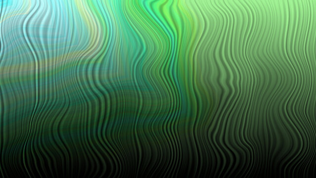 Abstract flowing green and blue wavy lines with dark bottom gradient background