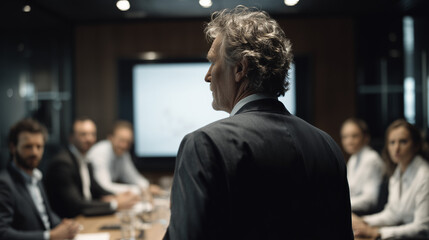 CEO leading executive boardroom meeting