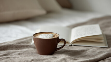 cozy coffee table set up with delicious cappuccino and detailed recipe notes displayed prominently