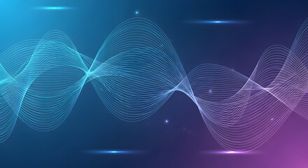 Fototapeta premium Abstract digital wave pattern with glowing blue and purple gradient.