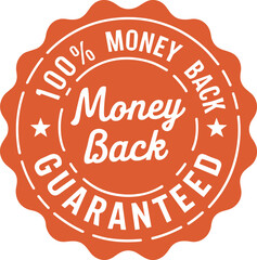 100 Percent Money Back Guaranteed Emblem With Stars seal