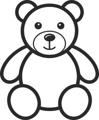 Black Outline Drawing Of A Teddy Bear On White Background animal cartoon