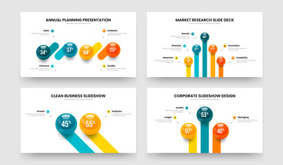 Service Campaign 4 5 2 3 Option Diagram Slideshow Design Collection. Clean Planning Four Five Two Three Step Chart Frame Layout Vector Illustration Bundle.