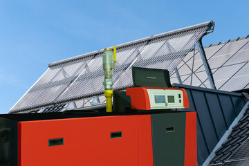 Combination of solar thermal and photovoltaic systems with gas condensing boiler