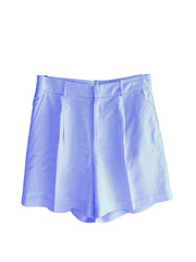 Summer shorts isolated. Closeup of a female stylish fashionable blue short pant isolated on a white background. Sexy woman fashion.