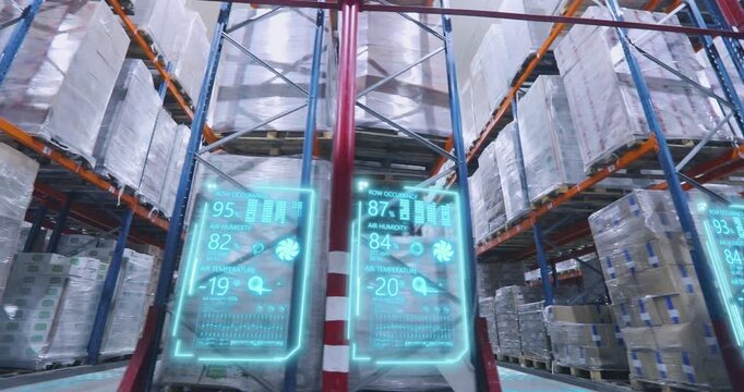Cold storage food warehouse concept. Smart frozen storage warehouse. Smart cold chain logistics concept.