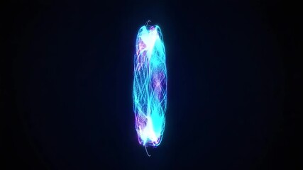 Abstract glowing circle with colorful light trails and particles on dark background - Powered by Adobe