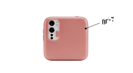 Close-up of a Pink Smartphone Back with Camera Lenses on a Black Background image