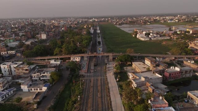 4K Drone Footage of Madhubani Town, Bihar | Aerial View of Cityscape, Roads, and Urban Landscape in Mithila Region, India