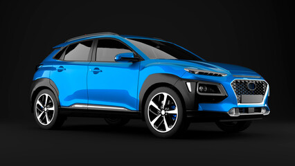 blue suv car on black background side view